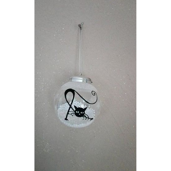 Boule De Noel Peint Main Chat Noir Achat Vente Boule De