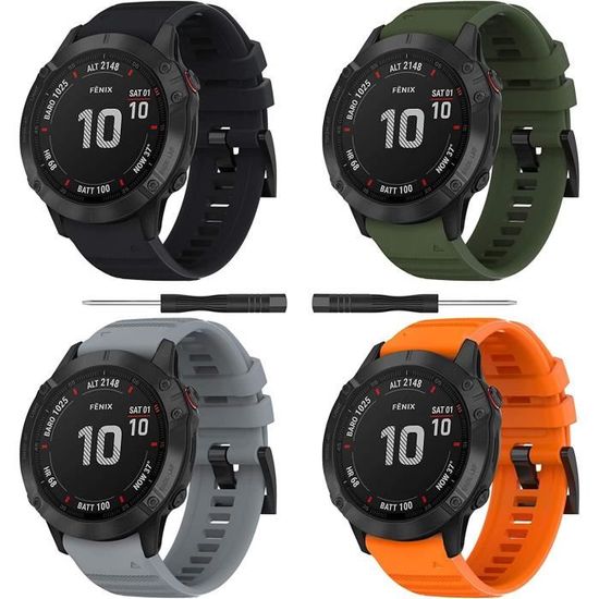 Bracelet Quick Fit 26mm Nylon Gris Bleu - Pour Garmin Fenix 6X Pro, 7X, 5X Plus, Etc.