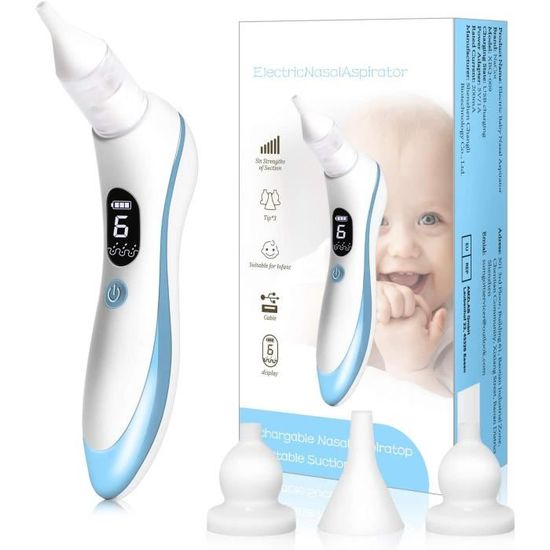 Mouche-bébé électrique Rechargeable - 9 Niveaux D'aspiration, 2 Embouts, écran LCD, USB-C - 8
