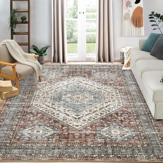 HomebyHome Tapis Salon 160x230 cm Vintage Oriental Gris Moquette Salle de Séjour Cuisine