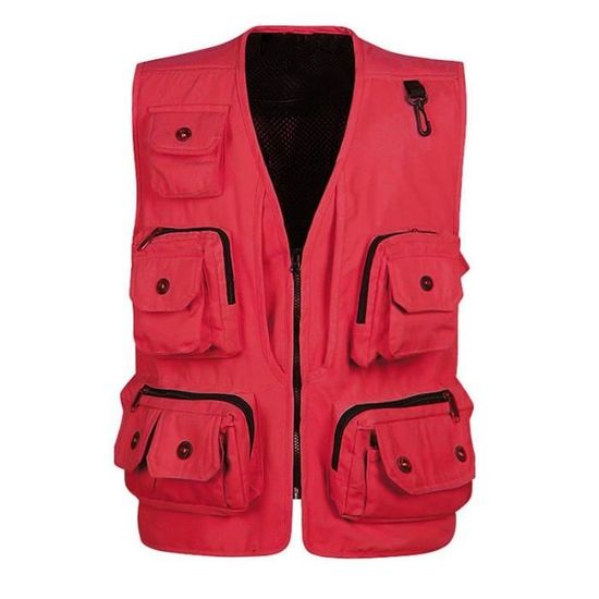 Gilet De Pêche Boutonné Pour Homme Avec Poches Zippées Dissimulées Et