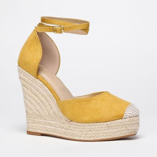 Espadrilles compensées jaunes new arrivals