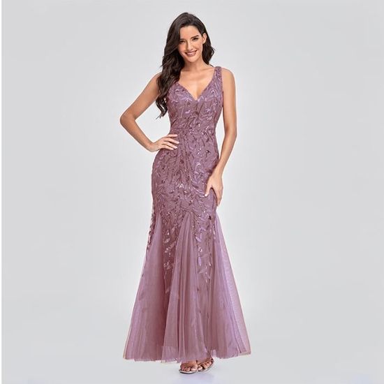Robe De Mariée Ever-Pretty Longue - Dentelle Et Mousseline - Col V - Sans Manches - Taille A-Line