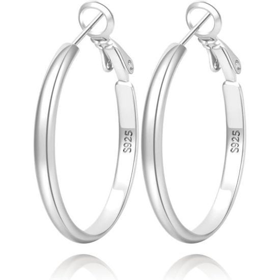 Boucles D'oreilles En Argent Sterling Grandes Créoles Pendantes