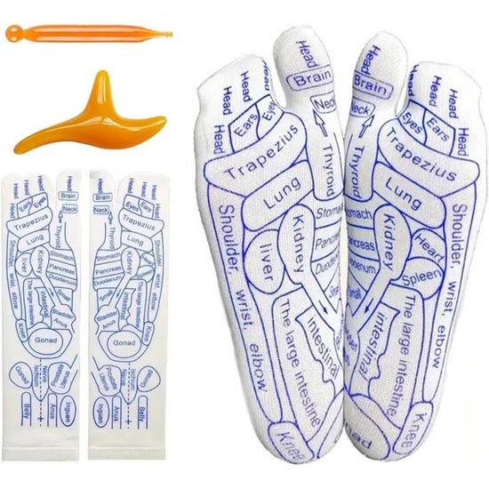 Lot De 2 Paires De Chaussettes De Réflexologie Avec Outil De Massage - Taille Femme Petit - Marque Yimomoyi