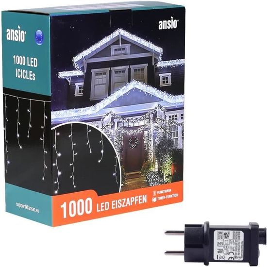 ANSIO Guirlande L neuse 35m 1000 LED Blanc Froid Guirlande Stalactite