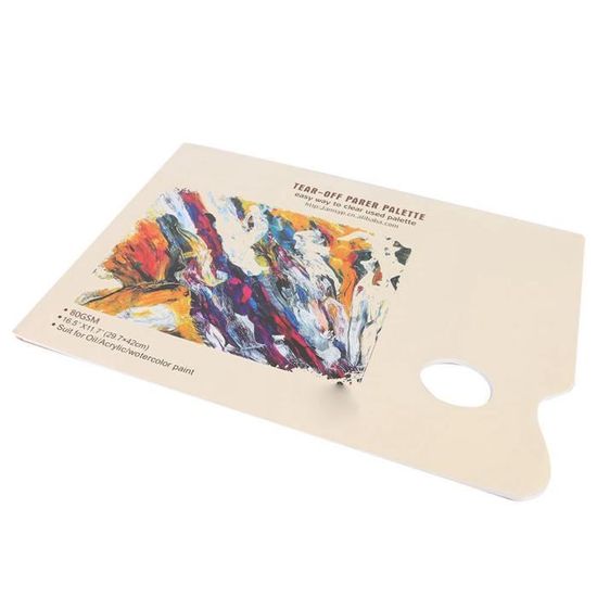 Tbest Palette De Peinture à L'huile Palette De Papier Jetable 2 Pièces Palette Jetable Blanche