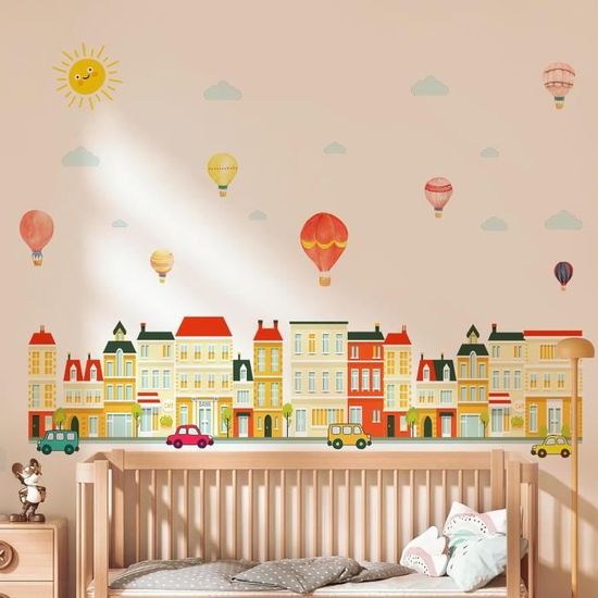 Stickers Muraux Peter Pan - Château Noir + Citation 'Never Grow Up' - Décoration Chambre Bébé Enfant Magique