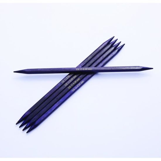 KnitPro J’Adore Cubics - Jeu De 5 Aiguilles Doubles Pointes En Bois Lilas - Pour Tricoter Chaussettes, Chapeaux En Rond