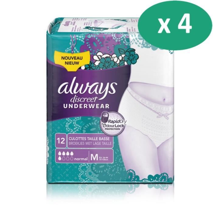 4 paquets de Always Discreet Pants Normal Medium 70 cm - 100 cm