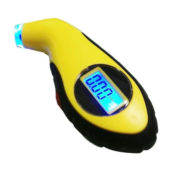 lcd digital auto voiture moto air pneu pneu manomètre testeur de pression (jaune)[A253]