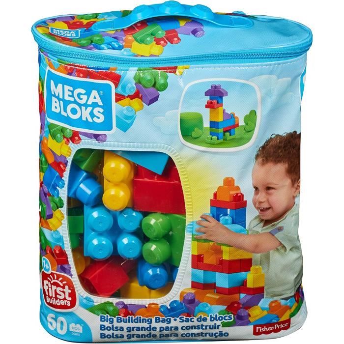 Mega Bloks Sac Bleu, briques et jeu de construction, 60 pièces, jouet pour bébé et enfant de 1 à 5 ans, DCH55