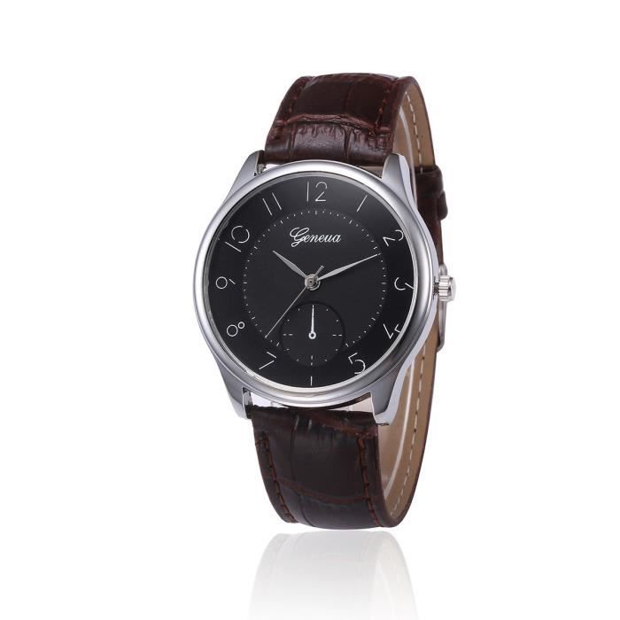 Hommes Retro Design bracelet en cuir analogique en alliage bracelet à quartz gracemui2544