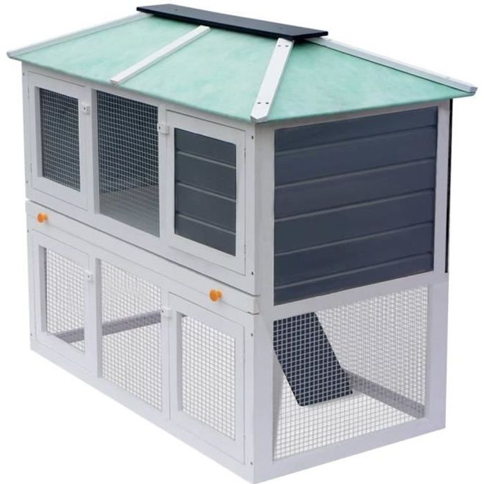 Cage Clapier lapin extérieur Cage à Lapins Petits animaux Enclos - double pour animaux Bois