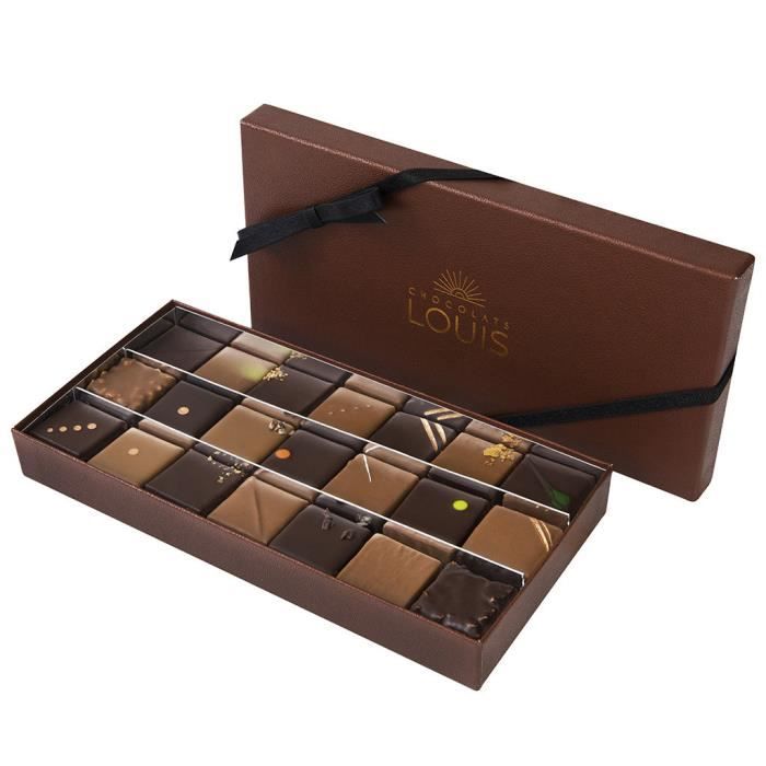 Coffret de 21 ganaches et pralinés chocolat noir et lait - Fabrication 100% française