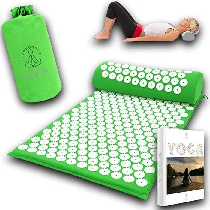 Kit acupression tapis champ de fleurs coussin avec sac de transport pour un corps sans douleurs au quotidien