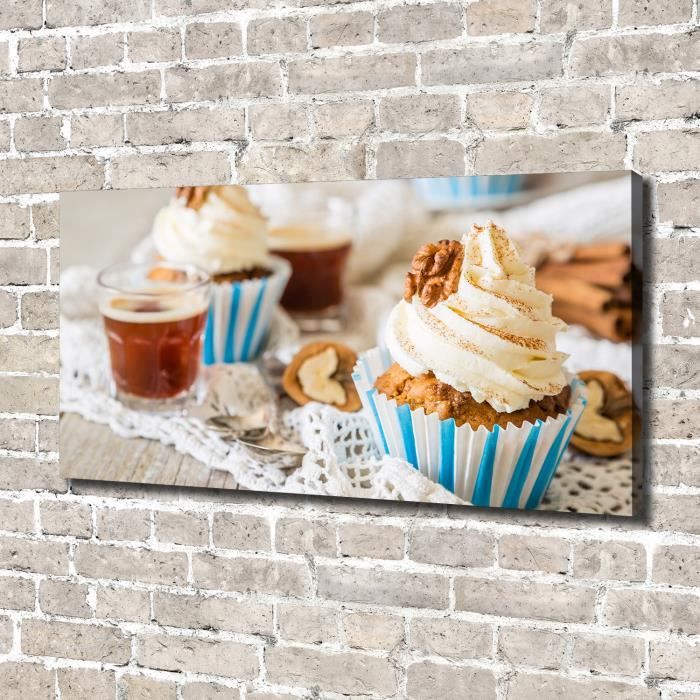 Tulup 140x70 cm art mural - Image sur toile:- Nourriture boissons - Muffins - Multicolore Mixte
