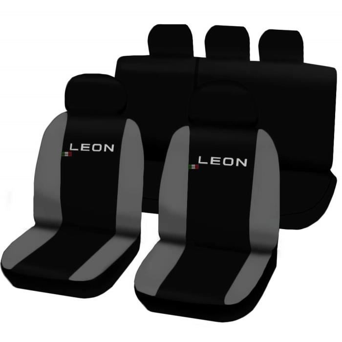 Lupex Shop N. Gc Housses de siège Auto Seat Leon 3 à série Bicolore Nero-Grigio Clair