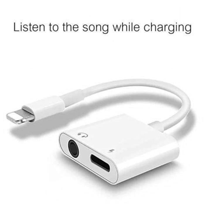 3.5mm Adaptateur Lightning 2 en 1 Light phone Jack Splitter Cable pour iPhone X 8 7 Plus
