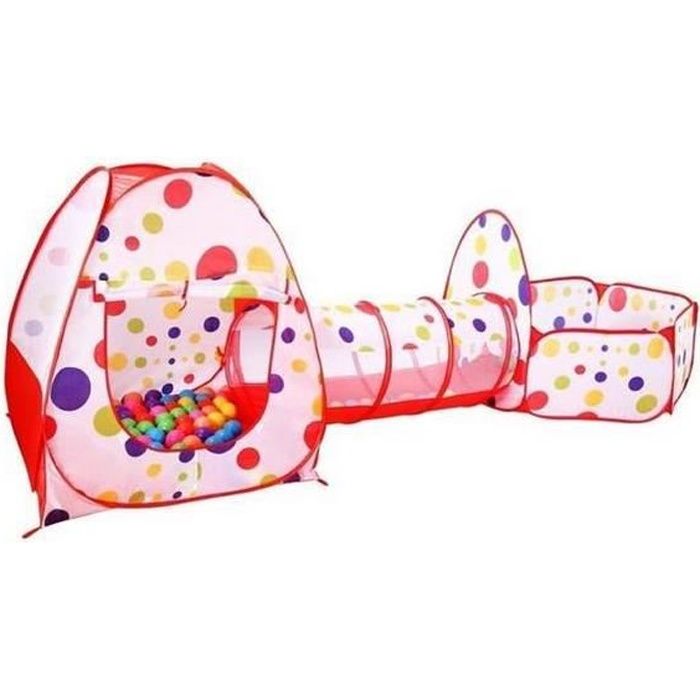 Tente de Jeu Enfant en 3 Pièce/Tente à Balles avec Tunnel Piscine A Balles Jouet Enfants Cadeau (boules non incluses)
