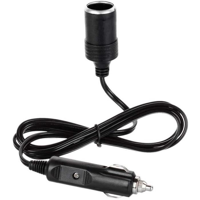 Ociodual Câble d’Extension pour Allume Cigare 12V-24V 5A 1m Rallonge de Pr Fiche avec LED Cable Noir pour Voiture Camion,76
