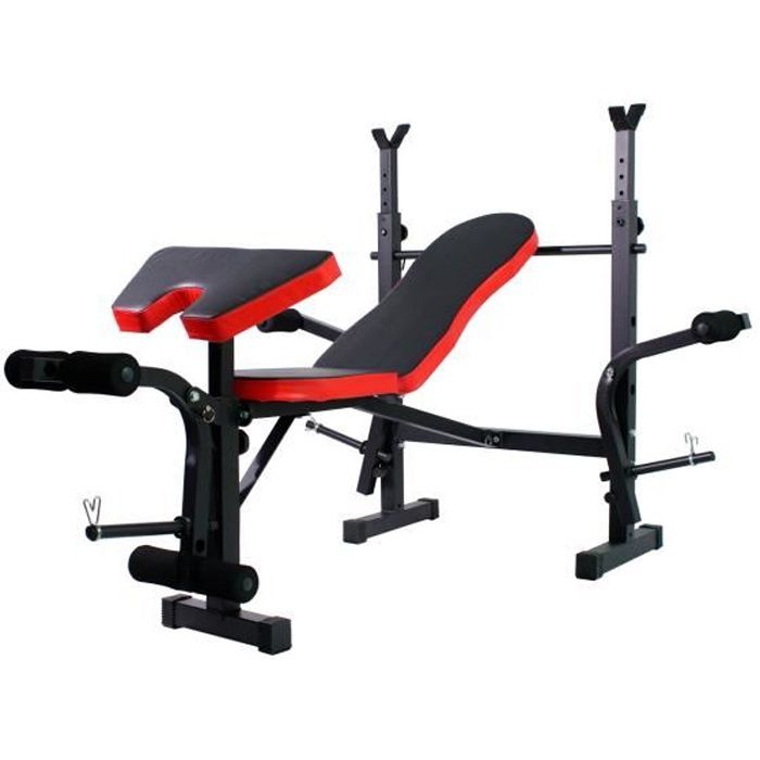 BANC DE MUSCULATION MULTIFONCTIONNEL AVEC SUPPORT POUR HALTÈRES