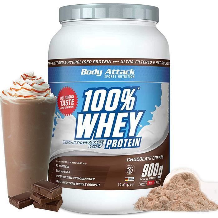 Body Attack 100% whey protéine, protéines musculation - protein powder crémeuse avec hydrolysat et BCAA, pr de masse et régimes233