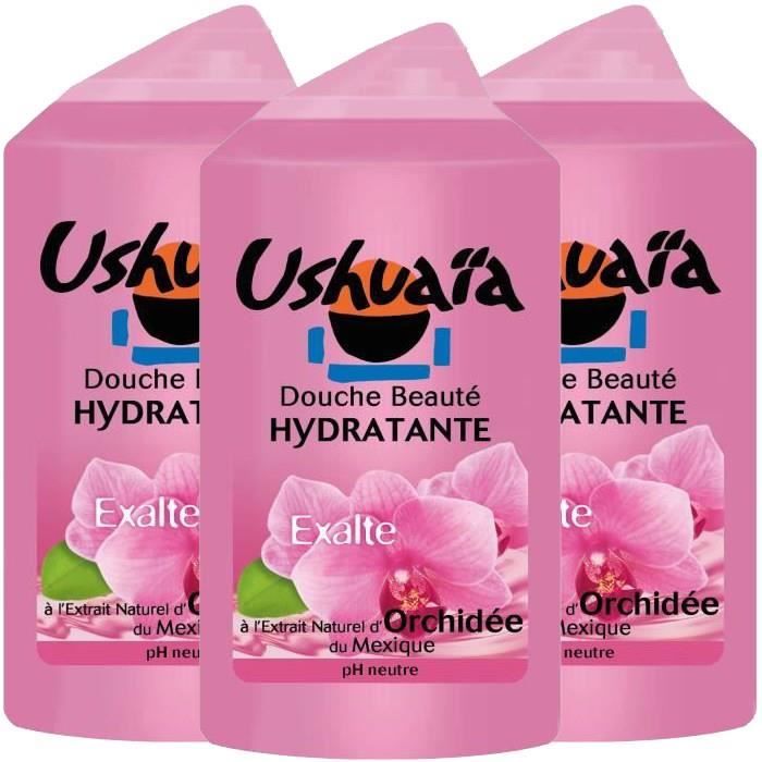 USHUAÏA Gel douche beauté hydratante Extrait naturel d'orchidée du Mexique - 250 ml (Lot de 3)