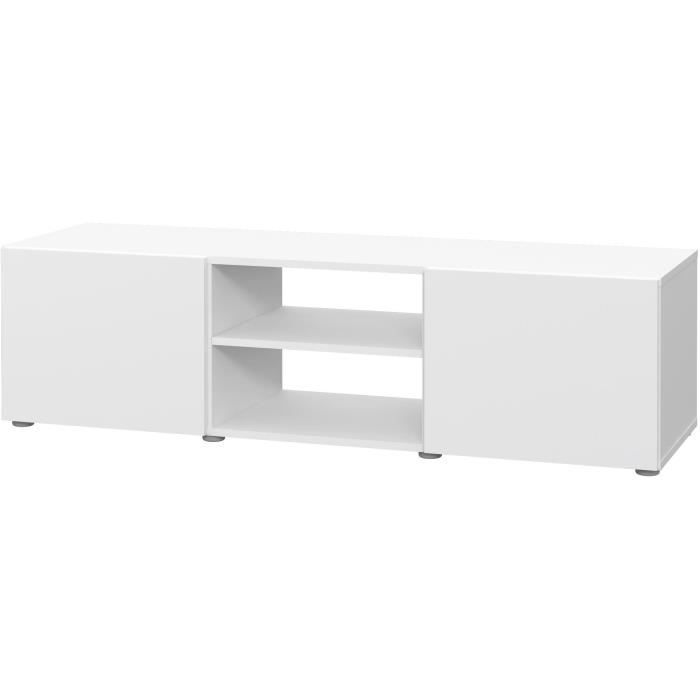 PILVI Meuble TV - Blanc mat - L 140 x P 42 x H 31 cm