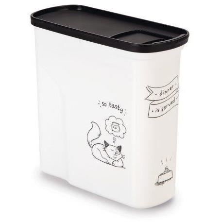 CURVER Conteneur de nourriture Le Diner est servi - 1 kg - 2 L - Blanc et noir - Pour chat