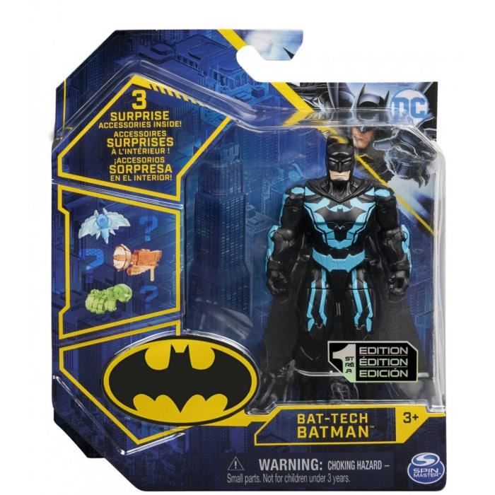Coffret Figurine Bat-Tech Batman 10 cm Avec 3 Accessoires - DC - Personnage Super Heros - Nouveaute