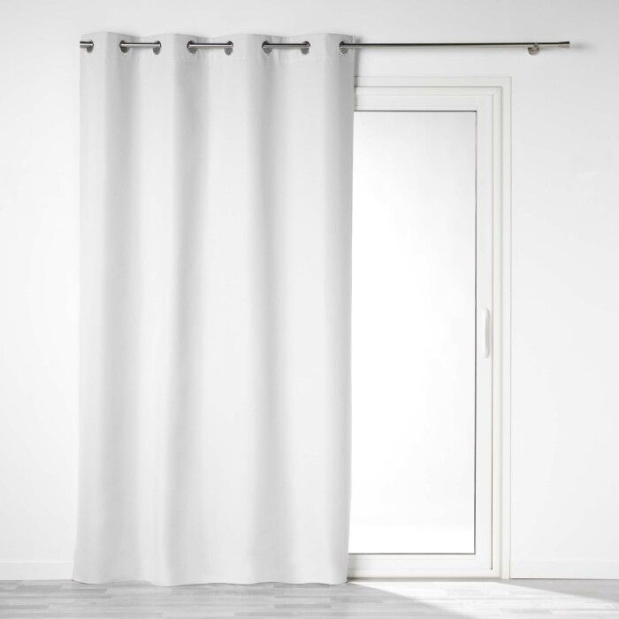 RIDEAU A OEILLETS 140 x 260 CM 100% OCCULTANT/MICROFIBRE UNIE OBSCURE BLANC