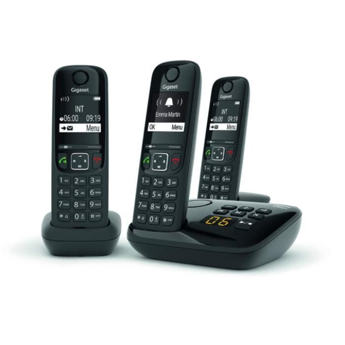 Téléphone sans fil Siemens Gigaset AS690A Repondeur Trio Noir