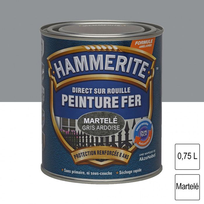 Hammerite fer martelé 0.75l gris ardoise
