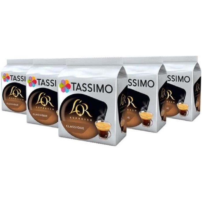 TASSIMO L'OR Espresso Classique, dosettes à café souples, T-Discs Capsules, 5 paquets de 16 (80 Boissons)