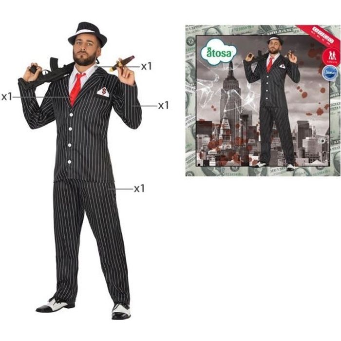 ATOSA Déguisement Gangster - Homme - Noir
