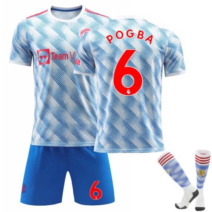 Maillot Football Homme 2021-2022 Pogba 6 Tenue + Chaussette Extérieur Maillot de Formation Bleu pour Adulte