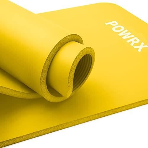 POWRX Tapis d'exercice - Tapis de yoga - Couleur: Jaune, Taille: 190 x 80 x 1,5 cm