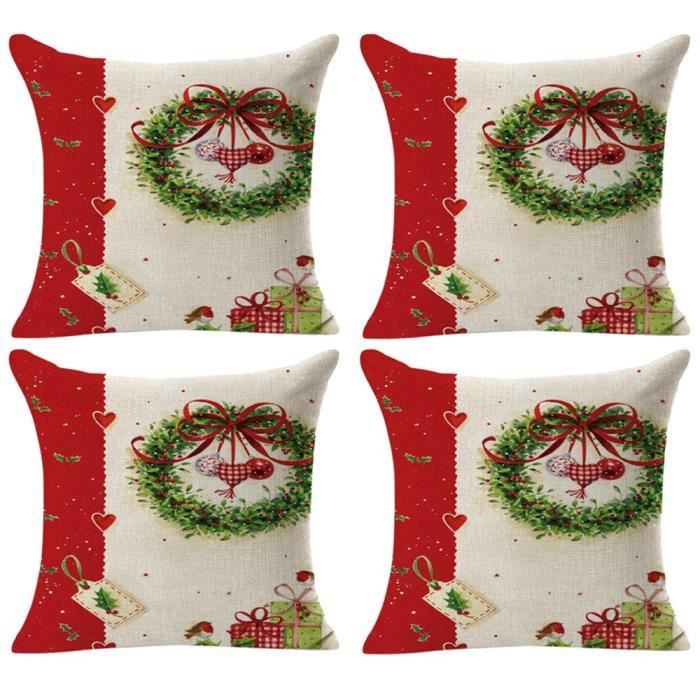 H 4PCS Taie d'oreiller Noël série Bonhomme de neige,Coton Doux en Lin Couvre-Lit Taie d'oreiller Canap¨&