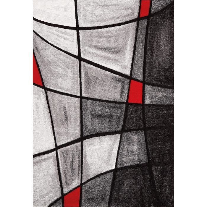 BRILLANCE Tapis de salon 120x170 cm rouge, noir et gris