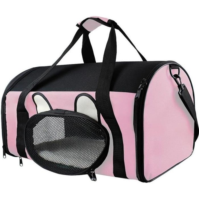 Sac de Transport pour Animaux, Sac pour Chats et Chiens, 50 x 31 x 29 cm, Rose, Matériau: Mesh material, Polyester