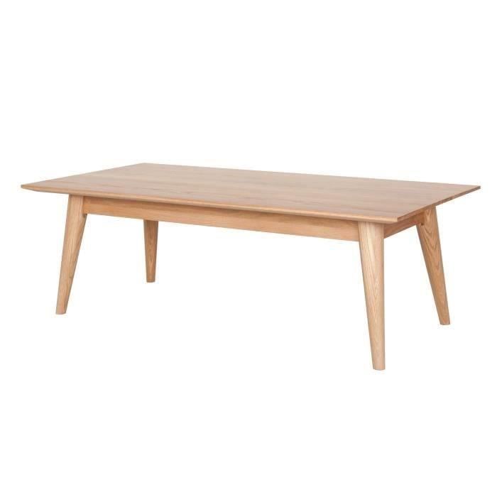 ELFY Table basse en chêne massif 120x60 cm - Bois