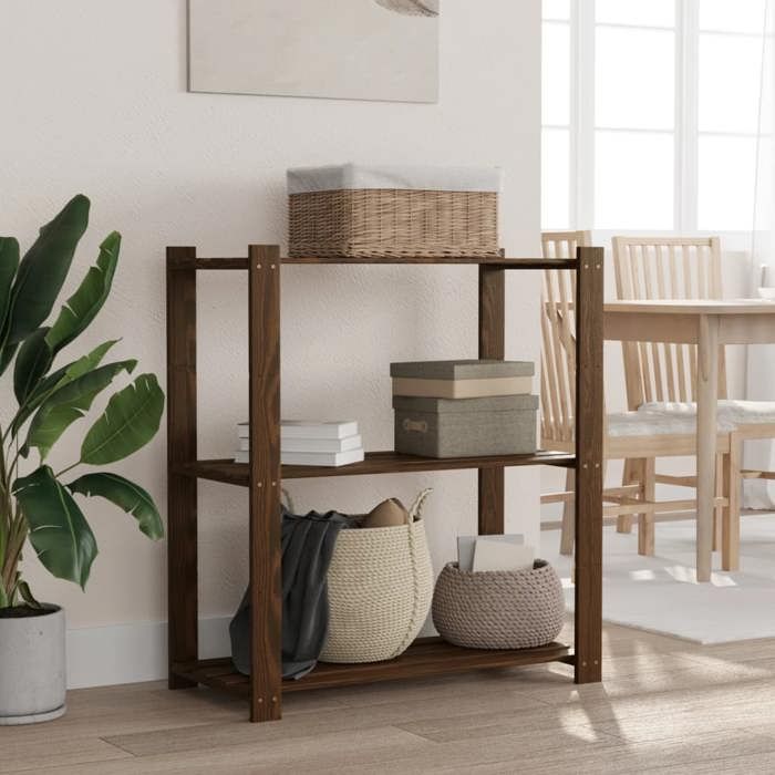 vidaXL Support de rangement à 3 niveaux marron 80x38x90 cm bois de pin 373397