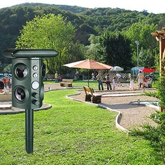 Répulsif à Ultrasons Pour Chat Solaire - Protection Jardin Étanché IP44 Avec Détecteur PIR