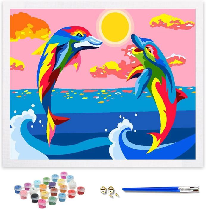 NANSUGUR Kit Peinture Par Numéro – 45x45 Cm Sans Cadre – Thème Dessin Animé 01 – Acrylique Sur Toile – Idéal Adulte Et Enfant