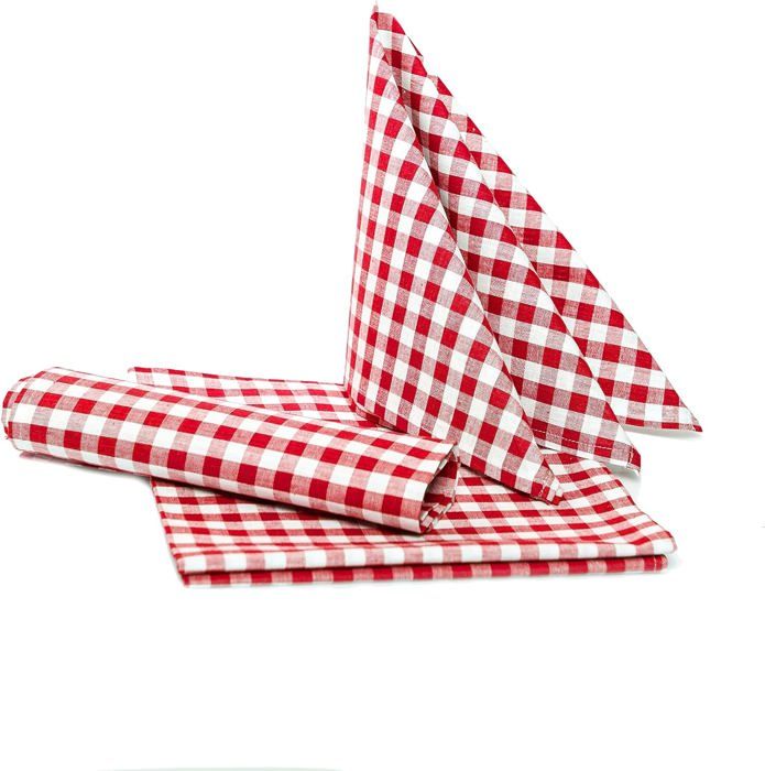 Lot De 6 Serviettes De Table En Coton - Motif Carreaux Marron Et Blanc - 60x60 Cm - Qualité Restaurant, Facile D'entretien