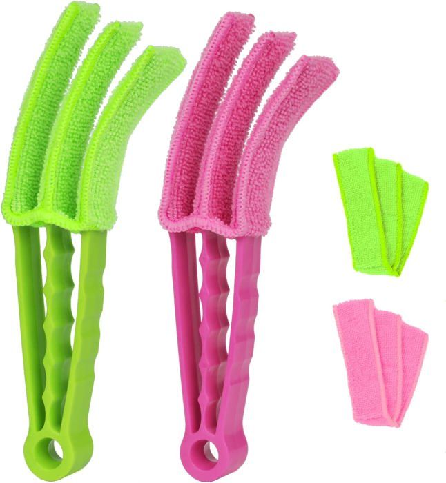 Lot de 4 stores de nettoyage, 2 nettoyants pour stores, 1 brosse à rainures pour les espaces de fenêtre, 1 outil de nettoyage intérieur de voiture, dépoussiérant pour stores de fenêtre, climatisation