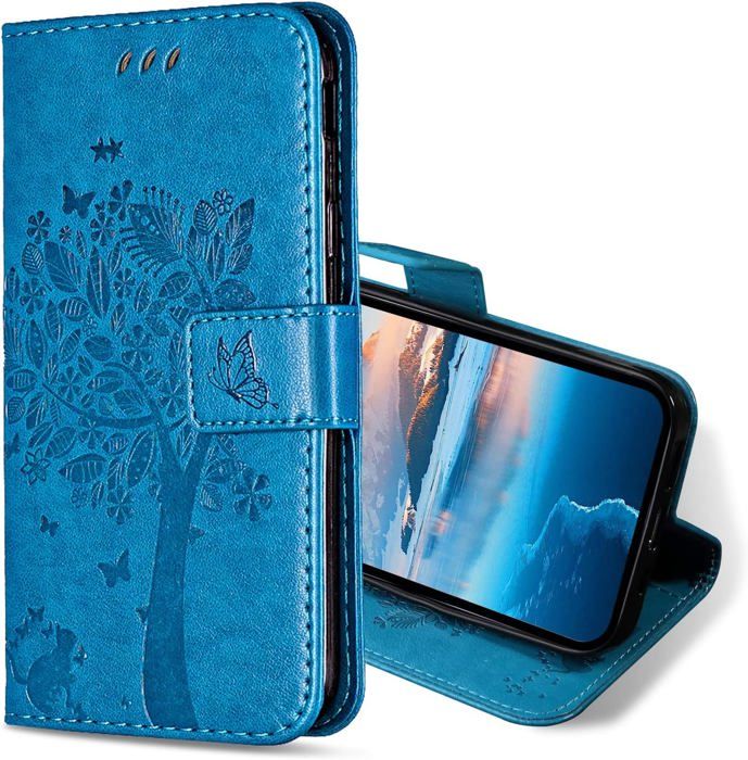 Xinyunew Cover Per Huawei P10 Lite - Custodia A Libro In Pelle PU Con Portafoglio, Slot Carte E Chiusura Magnetica - Blu - 2