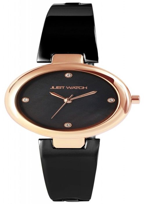 Montre noire Just® pour femme avec bracelet en acier inoxydable