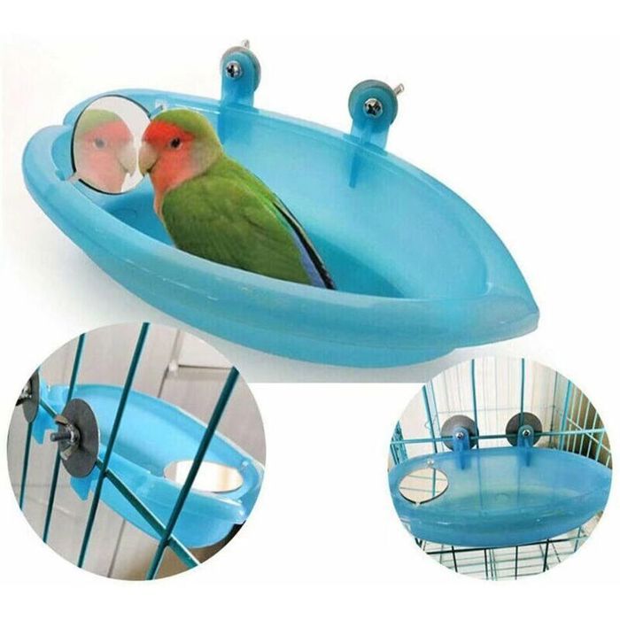 Meilleurs prix pour Oiseau Baignoire Bol Bassin Suspendu Birdbath Jouet Pet Perroquet Budgie Perruche Perruche Cockatiel Cage Douche Alimentation PZCC